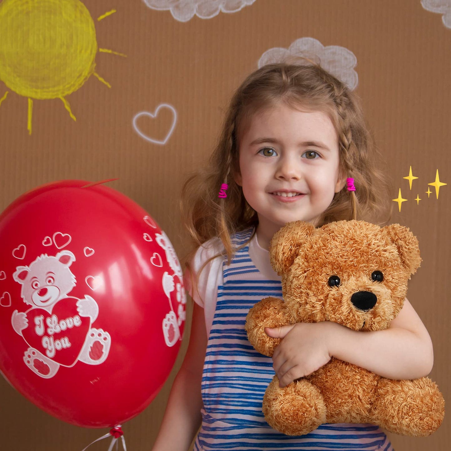 Hydren 6 Pieces Bear Stuffed Animals 8 Inch Plush Bears Toys Soft Bear Doll Bulk For Wedding Present Baby Shower Gender Reveal B