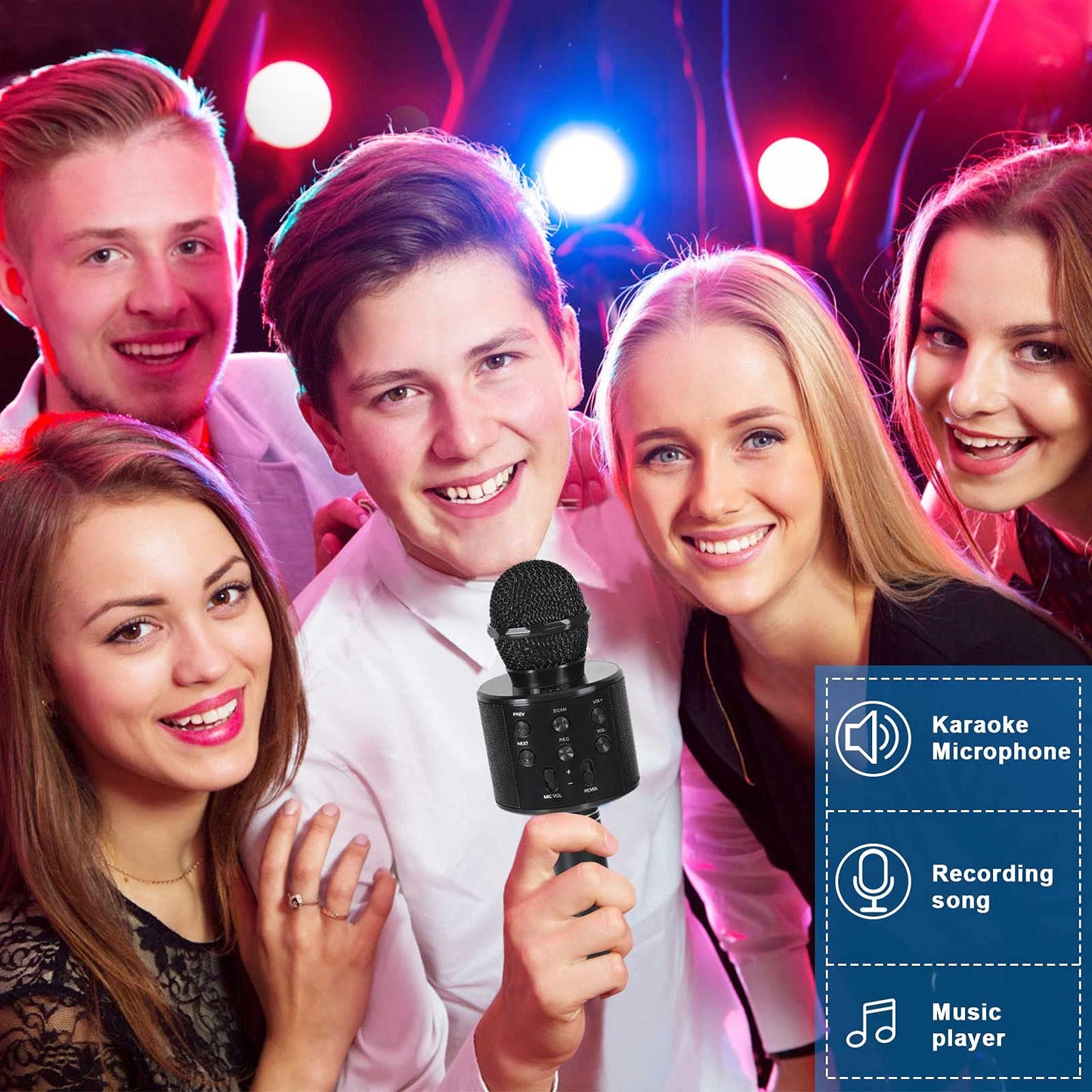 Dodosky Toys For Kids Age 3 4 5 6 7 8 9 10, Karaoke Microphone With Bluetooth Singing Toys For Girls Birthday Gifts For 9 10 11 12 Year Old Kids Stocking Stuffers For Girls Boys 4-12 - Black
