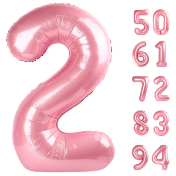 Pearlescent Pink 2 Balloon, Number Balloons 40 Inch, 2Nd Balloon Number Birthday Decorations, Second Two Birthday Party Supplies