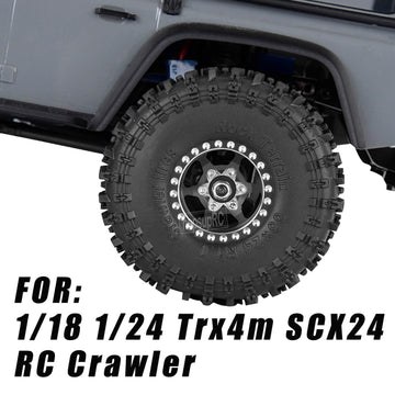 Rc 1.0In Beadlock Rc Truck Tires Wheels Tires For 1/18 1/24 Trx4M Scx24 Rc Crawler.Aluminum 1.0In Beadlock Wheel Rim&1.0In Tires