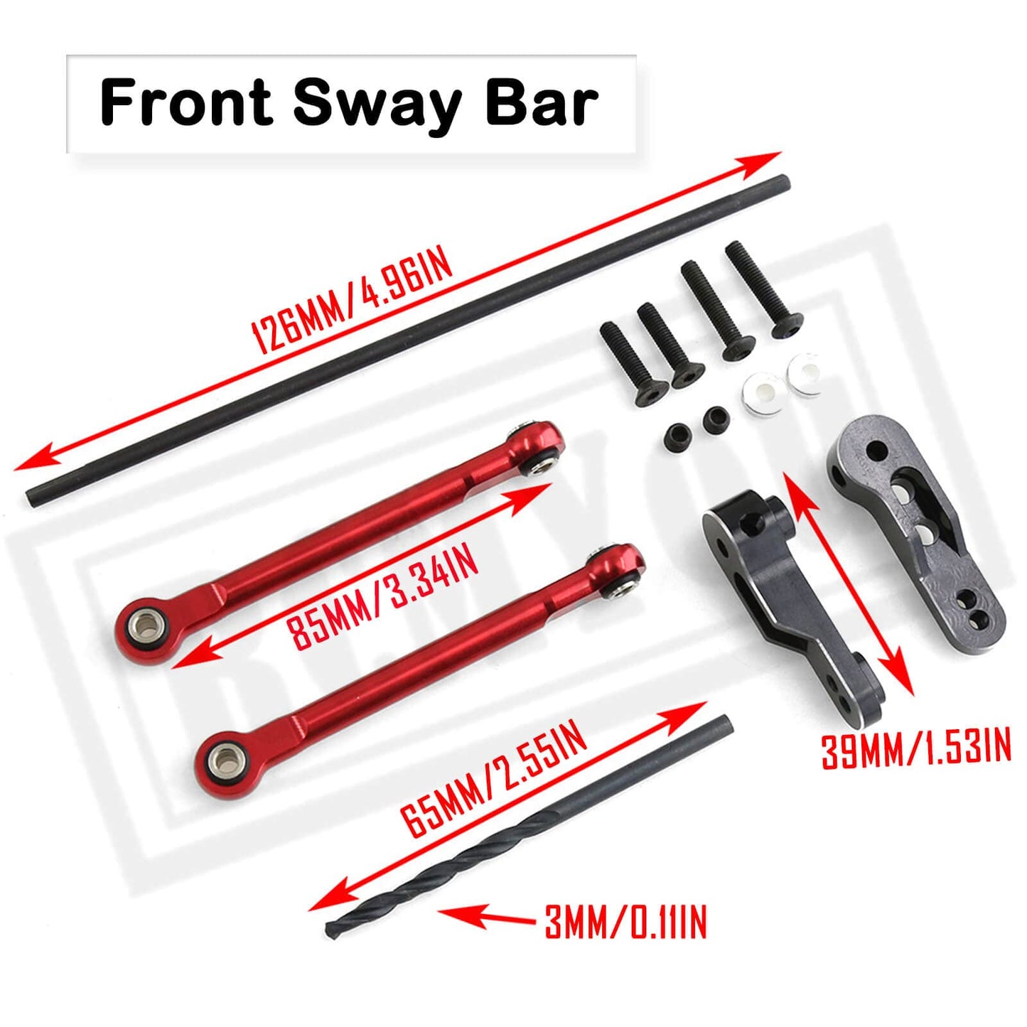 RCMYou Front/Rear Sway Bar RC Car Anti-Sway Bar Anti-Roll Mount Upgrade Parts for 1/7 RC Unlimited Desert Racer,Steel #45 Front/