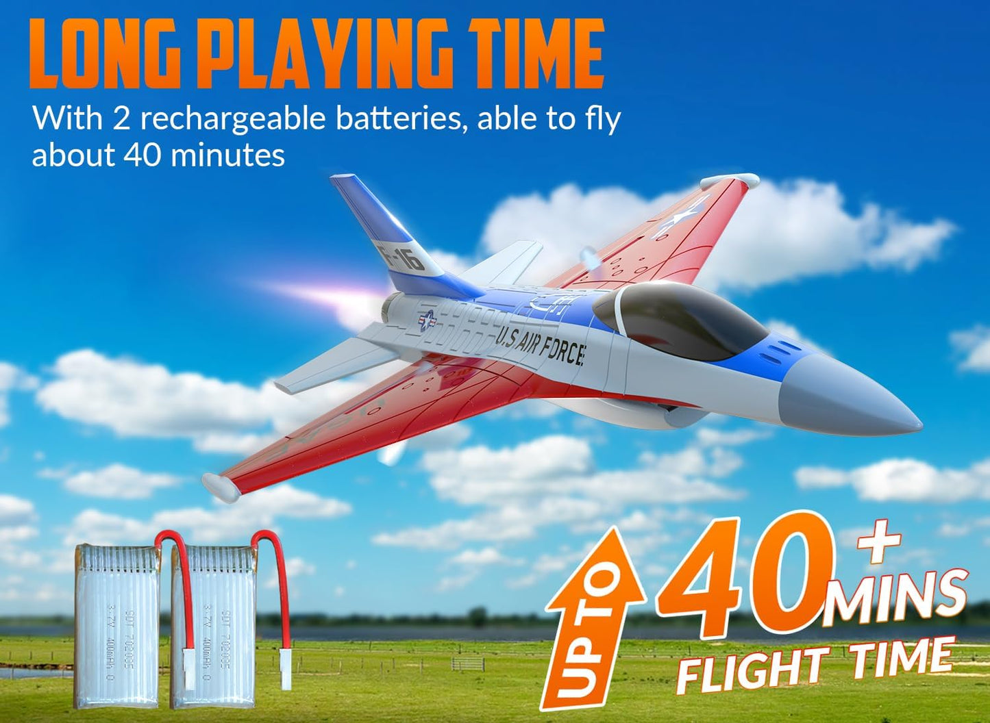 Volantexrc Rc Plane F-16 Fighting Falcon - 2.4Ghz 2Ch Remote Control Airplane Jet Fighter Ready To Fly With Cool Lights, For Beg