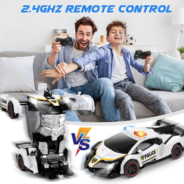 YOTOY Remote Control Car Toy for Kids 4 5 6 7 8, Transform Police RC Cars Toy, Robot Car, Birthday Gift for Kids Toys Age 4 5 6
