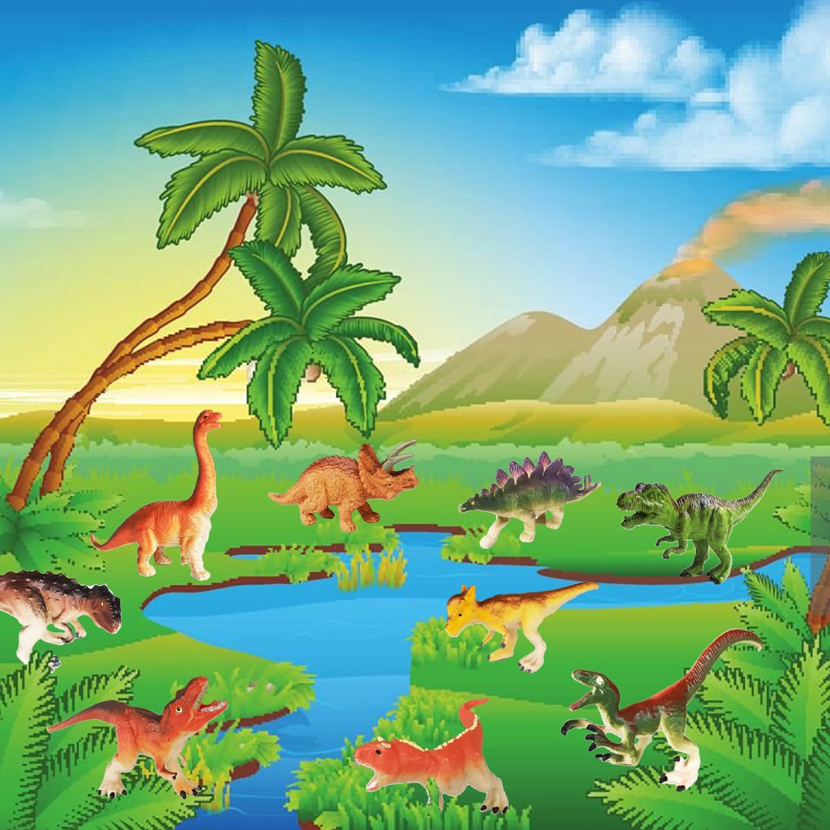 14 Pcs Figures Toys Realistic Mini Dinosaurs Animal Figurines, Plastic Learning Educational Playset Animal Themed Party Supplies Cake Topper Ornaments For Easter Egg Birthday Christmas