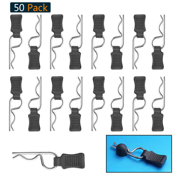 HobbyPark 50pcs Universal RC Car Body Clips w/Pull Tabs R Pins for 1/10 Scale Traxxas Arrma Axial Losi & 1/8 Redcat HPI HSP Exce