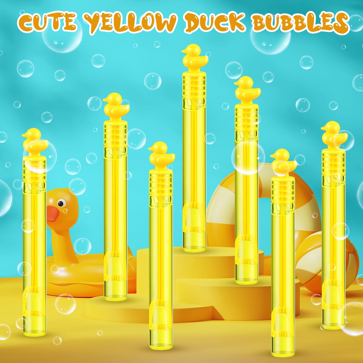 Foilswirl 50 Pcs Duck Bubbles Party Favors For Kids Yellow Duck Mini Bubble Wand Blowing Sticks Bulk For Summer Birthday Party S