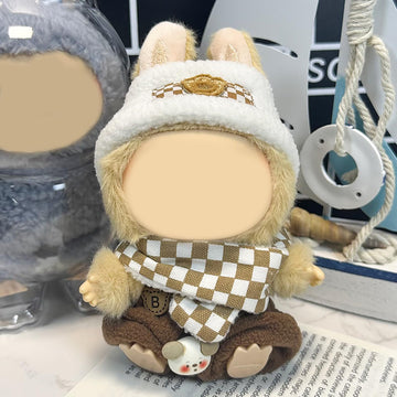 QIUTIMIY Clothes for Doll 17cm Doll Clothes 3-Piece-Set Doll Clothes enhanced Doll Outfit with Accessories-Headband+Overalls+Scarf(NO Doll Included)