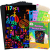 ZMLM Rainbow Scratch Paper Kit: 117Pcs Magic Art Craft Stuff Supplies Black Drawing Pad for Age 3-12 Kids Children Girl Boy DIY