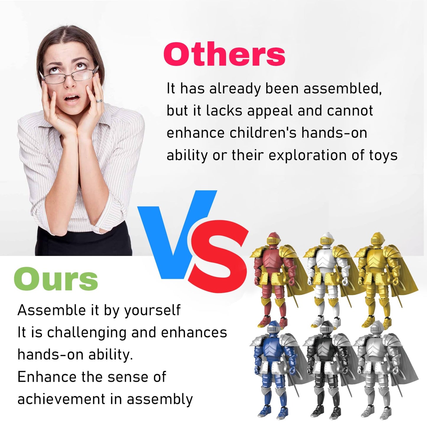 Knight Action Figures Medieval Action Figures Knight protective covering Action Figure Multi-Jointed Movable Robot Mannequin (6 Packs)