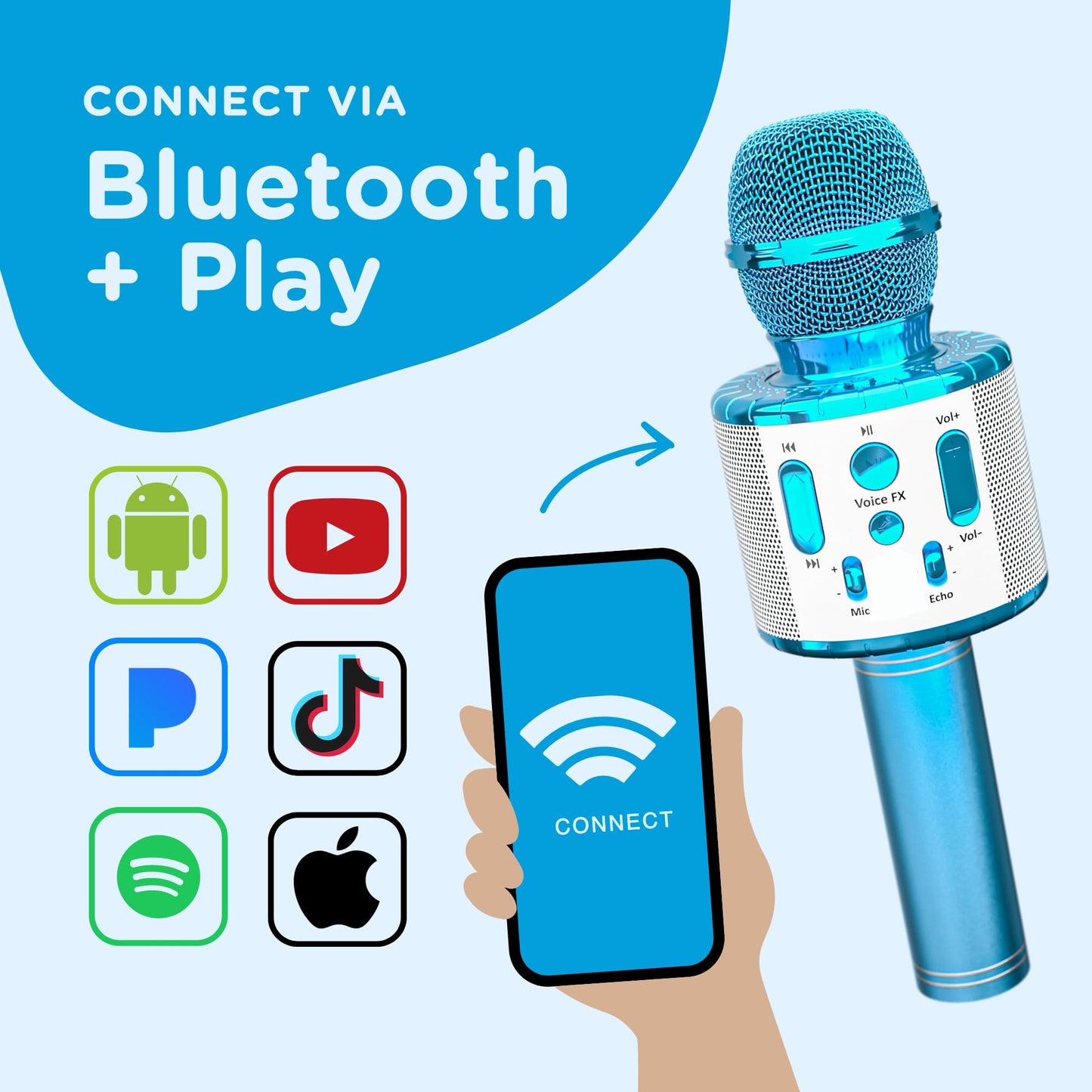 Move2Play, Kids Karaoke Microphone | Includes Bluetooth & 15 Pre-Loaded Nursery Rhymes | Birthday Gift For Girls, Boys & Toddler
