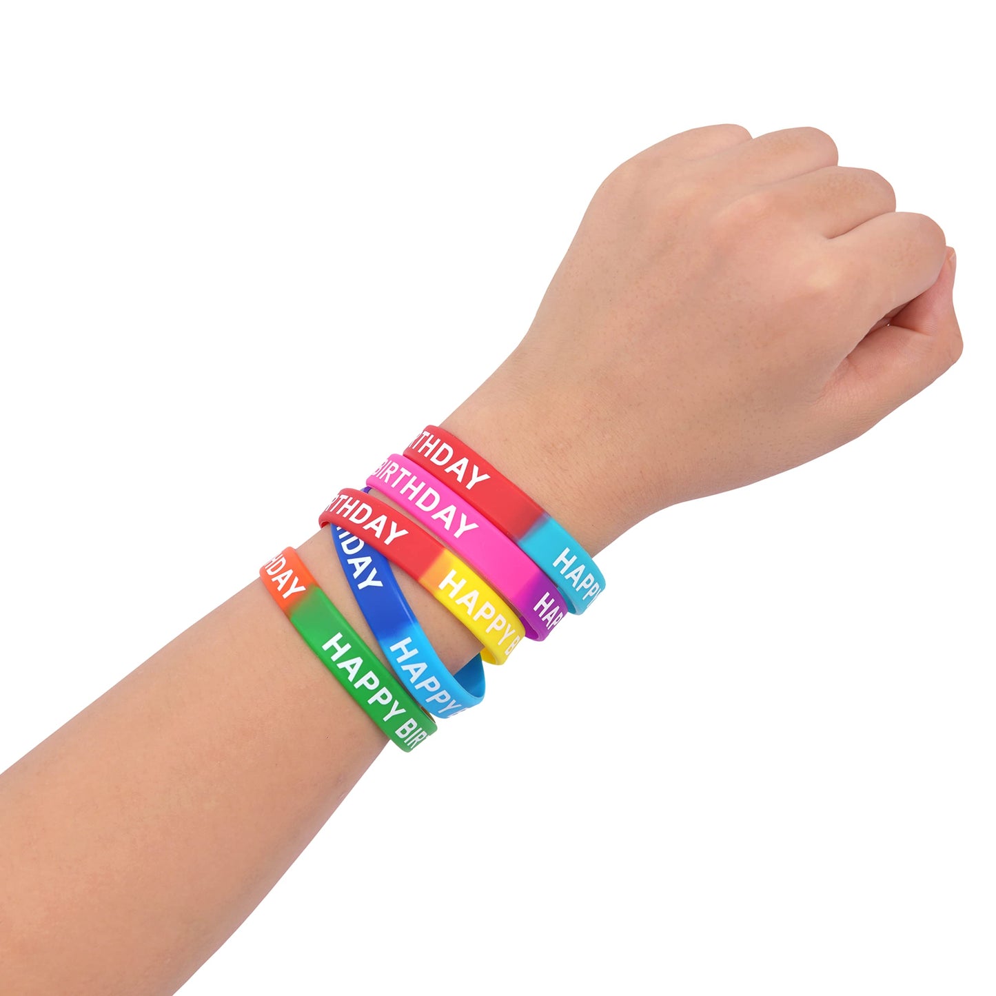 Neureyte 176 Pieces Birthday Rubber Bracelets(22 Styles),Colored Birthday Wristbands for Birthday Party Favors,Stretch Birthday