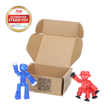 Zing Stikbot Dual Pack - Includes 2 Stikbots - Collectible Action Figures, Stop Motion Animation, Ages 4 And Up (Indigo Clear Blue (Grim) + Red Chrome (Kyron))