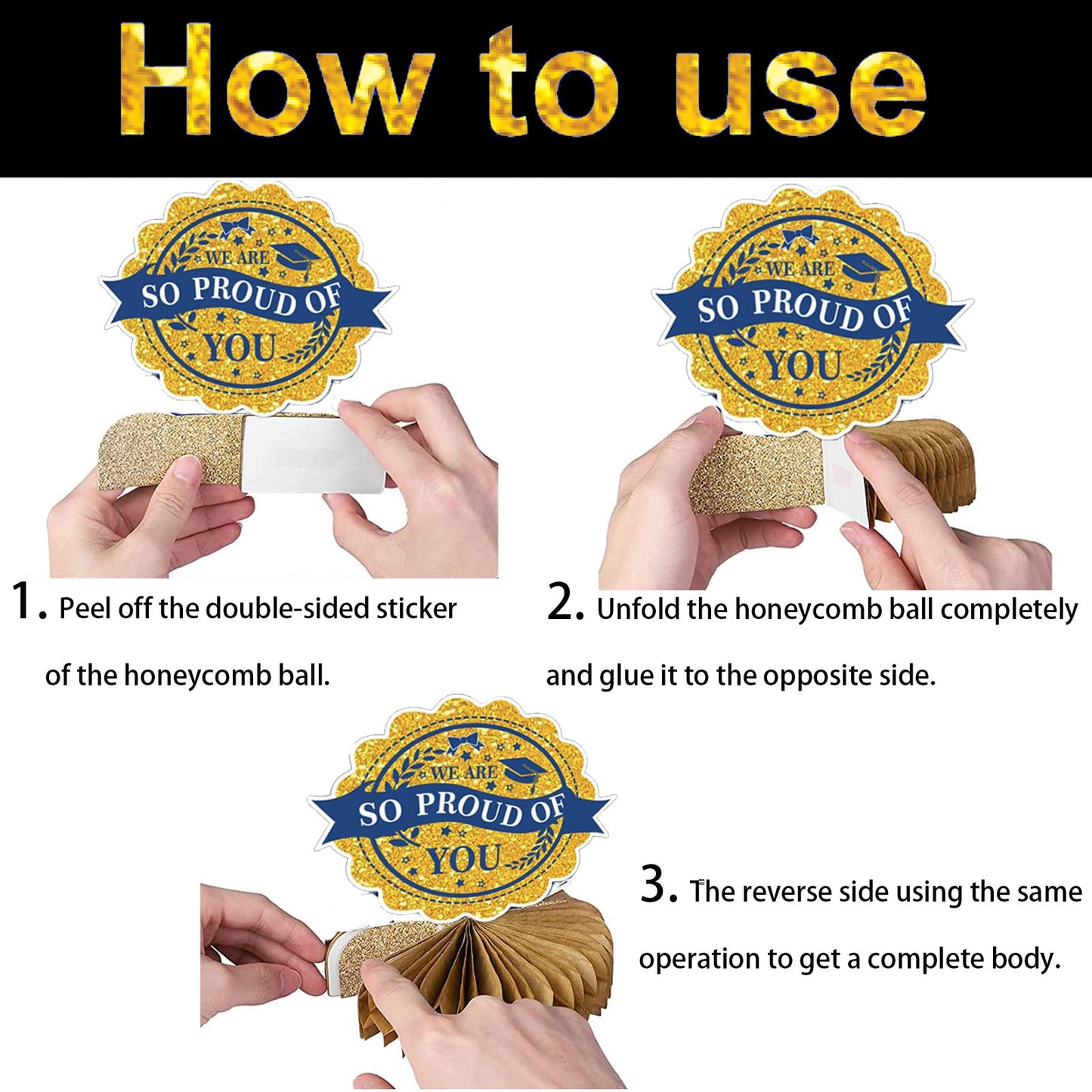 8 Pcs Graduation Honeycomb Table Toppers For Graduation Party Decorations Class Of 2024 Supplies Congrats Grad Table Centerpiece