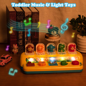 Superhigh Interactive Pop Up Animal Toys With Music, Animal Sound & Light, Early Developmental Cause And Effect Pop Up Animals T