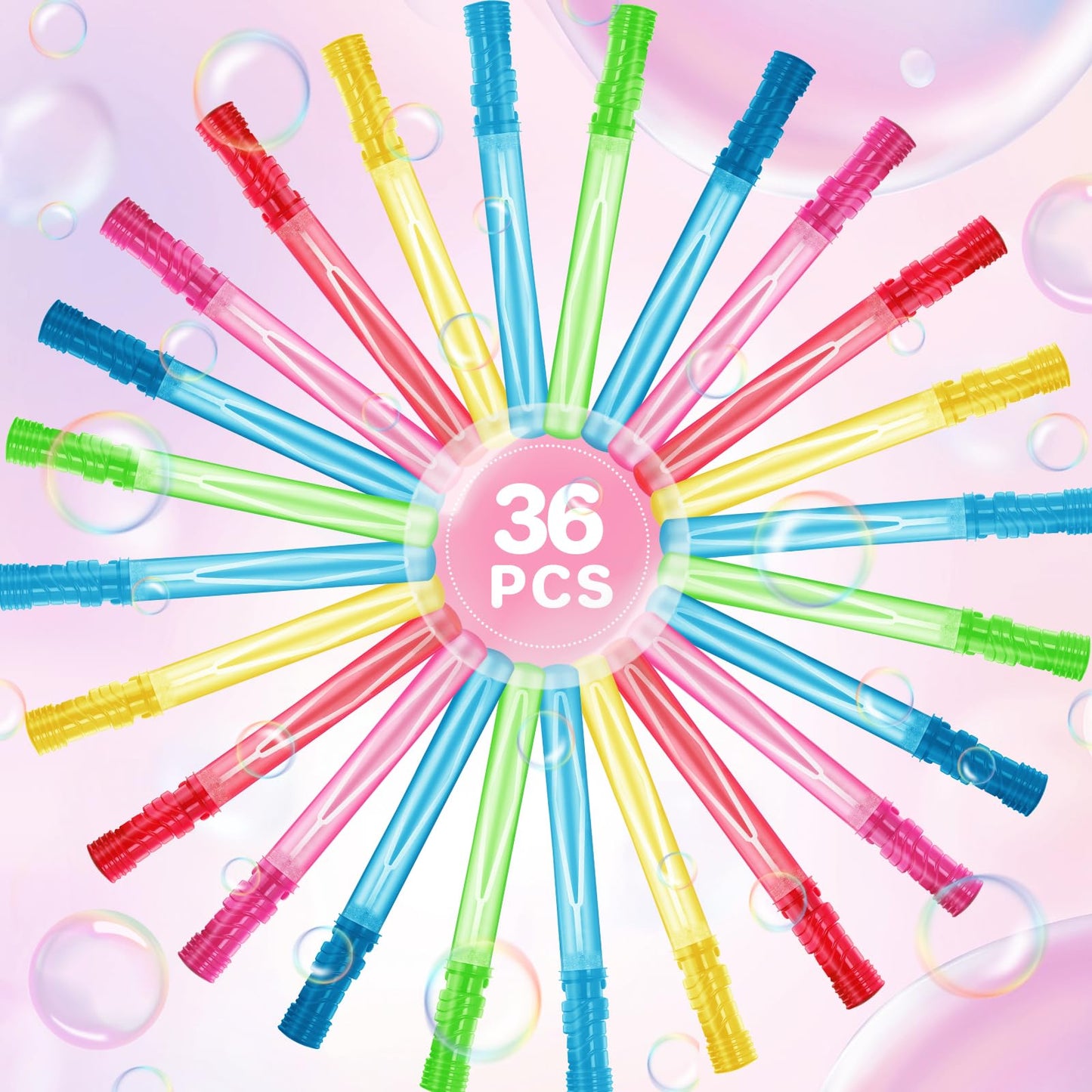 AuroTops 36PCS Big Bubble Wands Bulk for Kids, 15 Inches Bubble Wand Bulk in 6 Colors, Bubble Party Favor Supply for Summer Indo