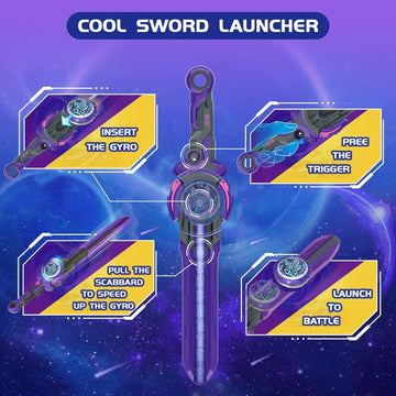 Infinity Nado Battling Toys Battle Set with Spinning Top & Sword Launcher, Lightning Purple, Model EU654127, for Ages 5-12