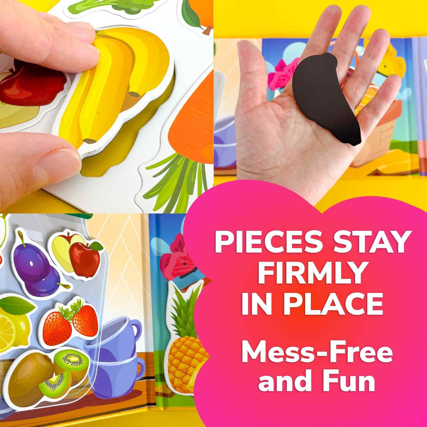 Quokka Travel Magnetic Puzzles For Toddlers 1-3 - 20+Pcs Fruits Game With Extra-Long Play Book - Fun Travel Game Toy For Kids Ag