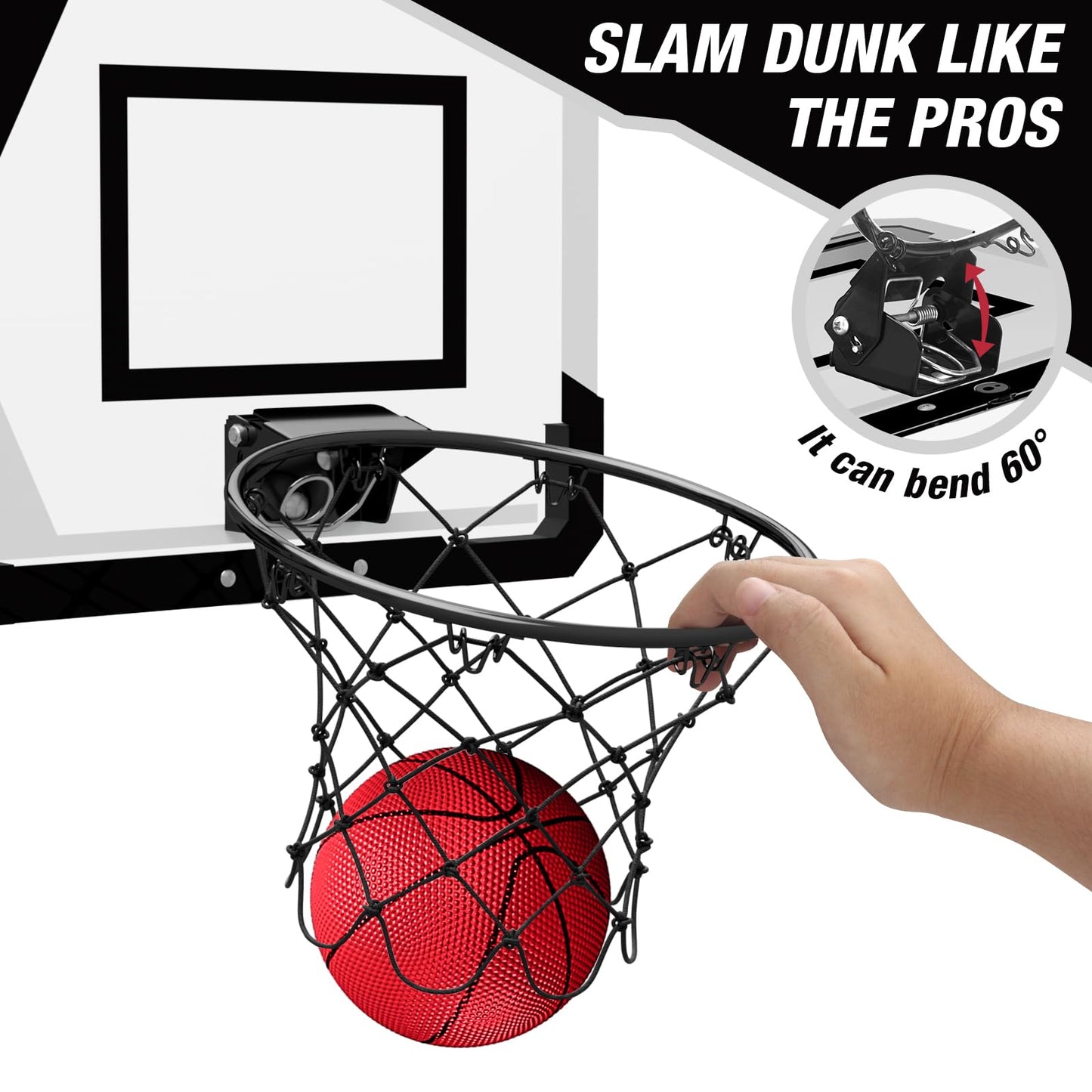 Hyes 2 Player Basketball Game, Dual Shot Over The Door Mini Basketball Hoop Indoor With Scoreboard, Basketball Toy Gifts For Kid