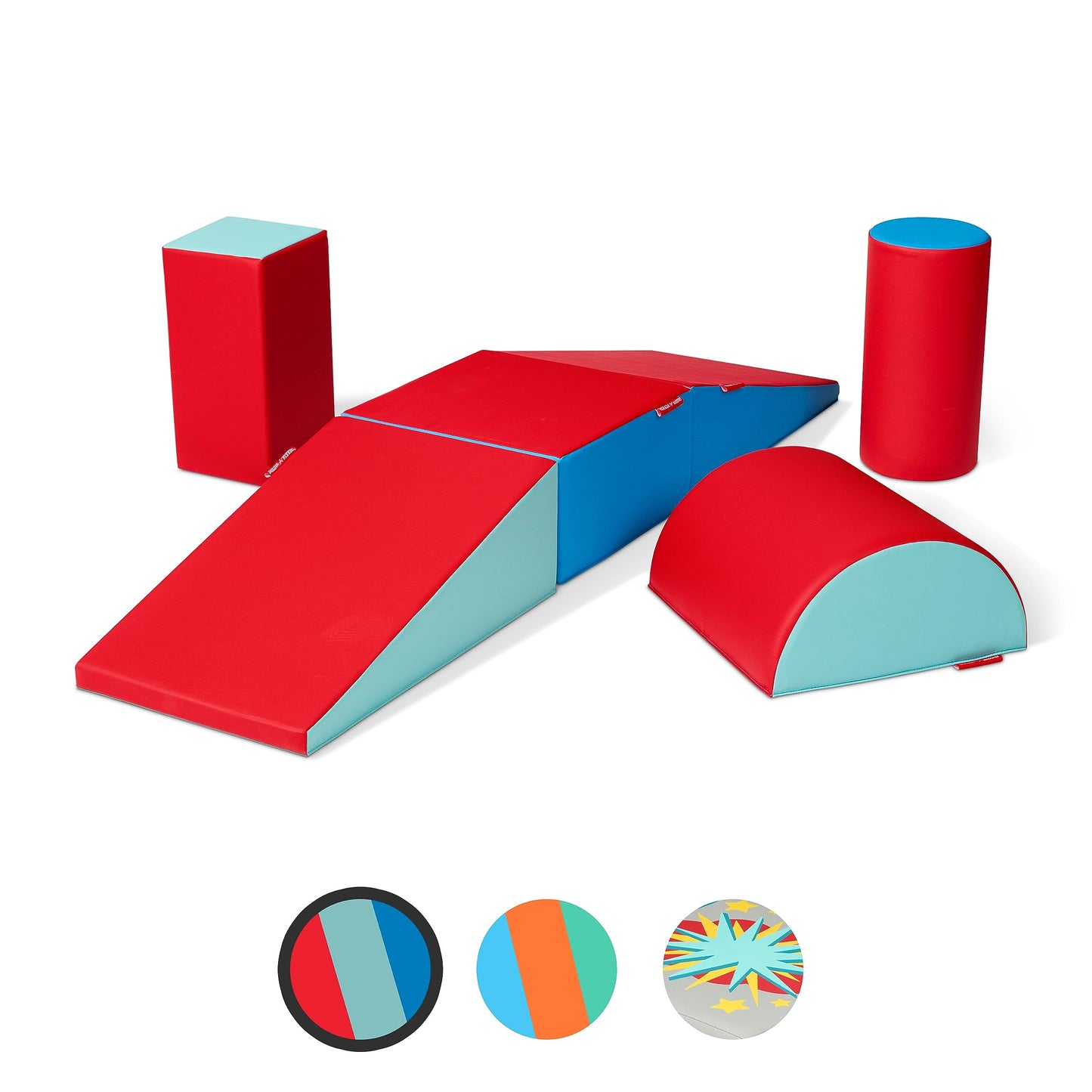 Radio Flyer Tumble Town Foam Blocks - Candy, Kids Indoor Climbers & Play Structure (Six Piece), Big Foam Climbing Blocks For Toddlers Ages 9 Months - 3 Years