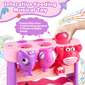 V-Opitos Musical Toddler Toy - Interactive Feeding Toy for 9-12 Months, Montessori Education, Pink, Ideal Christmas/Birthday Gift