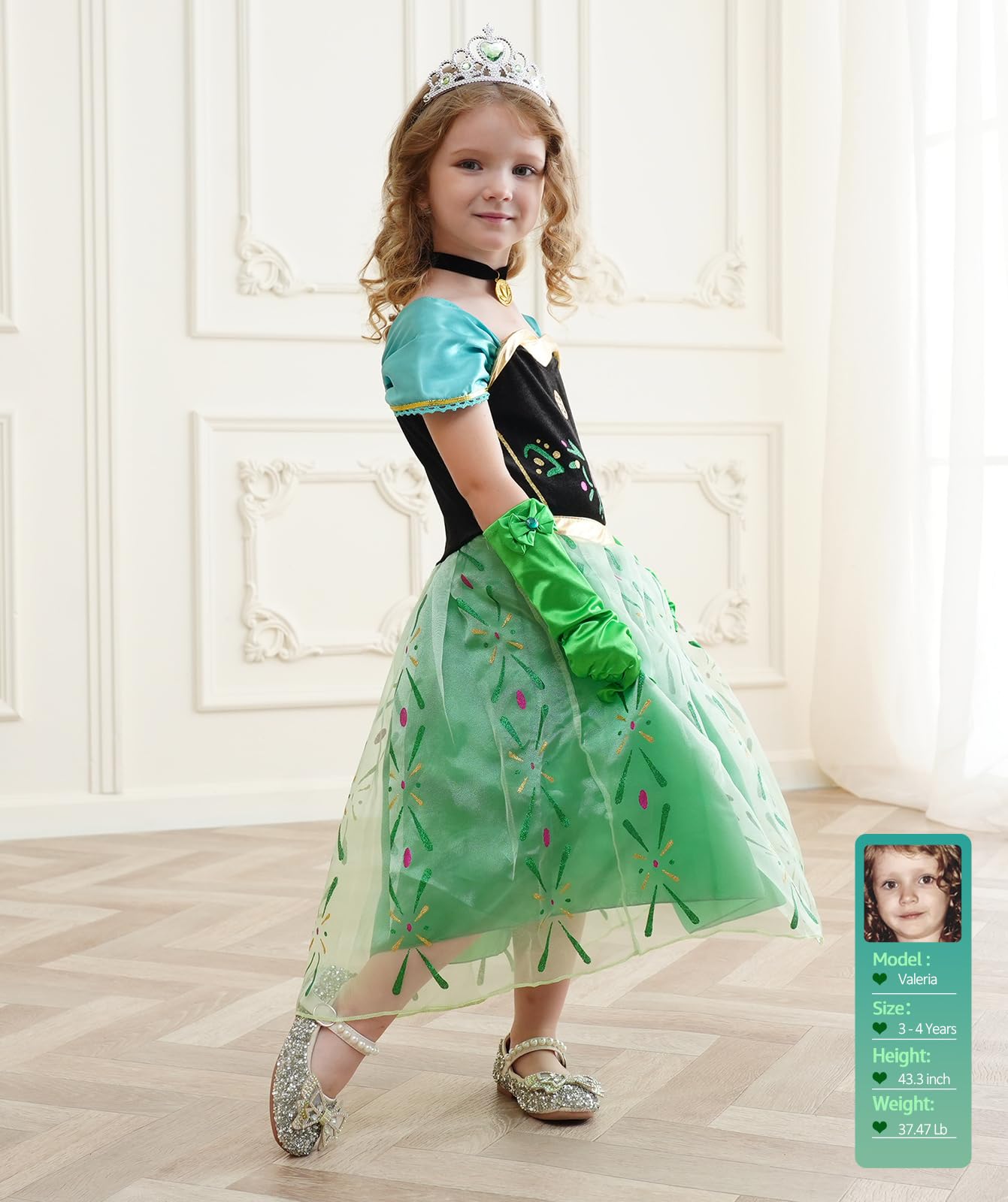 Sabbenia Princess Dresses For Girls Frozen Princess Costume Christmas Birthday Halloween Carnival Party Cosplay 4-5Y