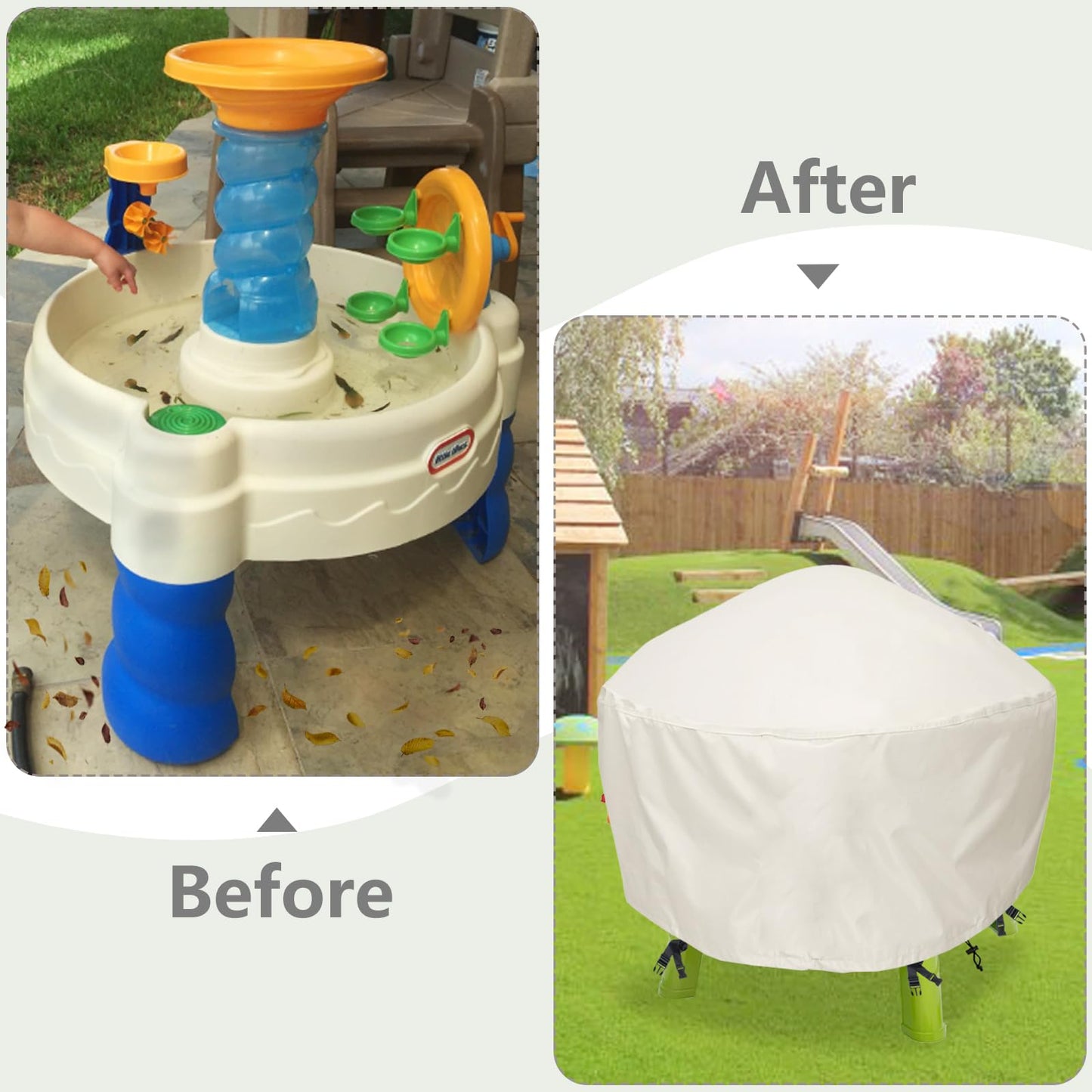 Kids Water Table Cover Waterpark Play Table Cover Sand Water Table Cover Outdoor Toys Cover 34X34X18 Inch-(Cover Only)-Beig
