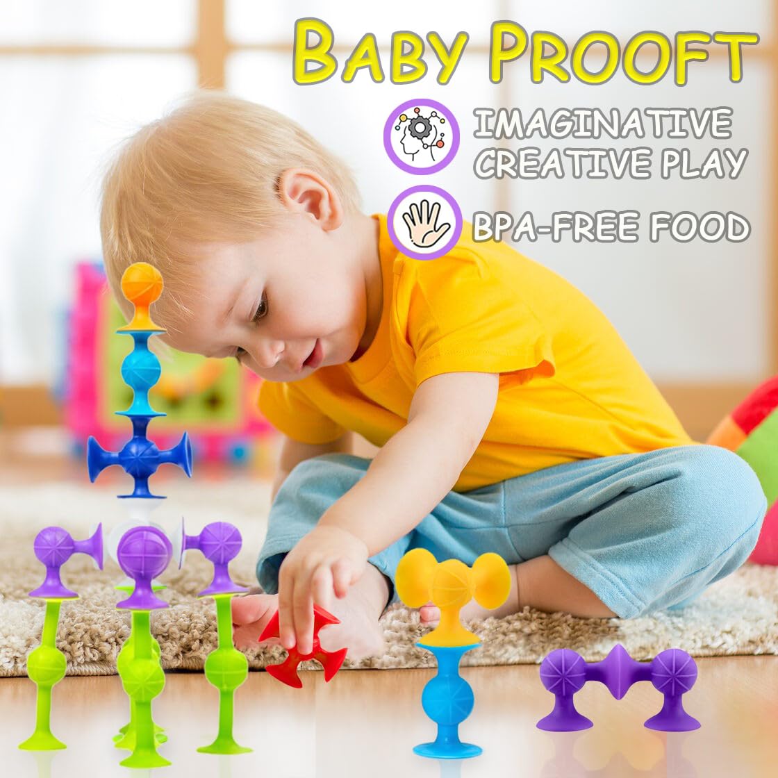 Createview Suction Bath Toys For Baby, 24 Piece Starter Set Suction Cup Toys Preschool Sensory Fidget Toys For Toddlers 1-3 4-8