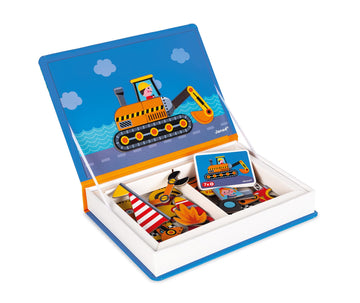 Janod Magnetic Racers Vehicle Game - 69 pcs, Cardboard, Multi-color, Ages 3+, Model J02715