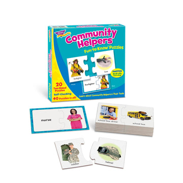 Trend Enterprises: Fun-To-Know Puzzles: Community Helpers, Learn About Community Helpers & Their Tools, 20 Two-Sided Puzzles, Se