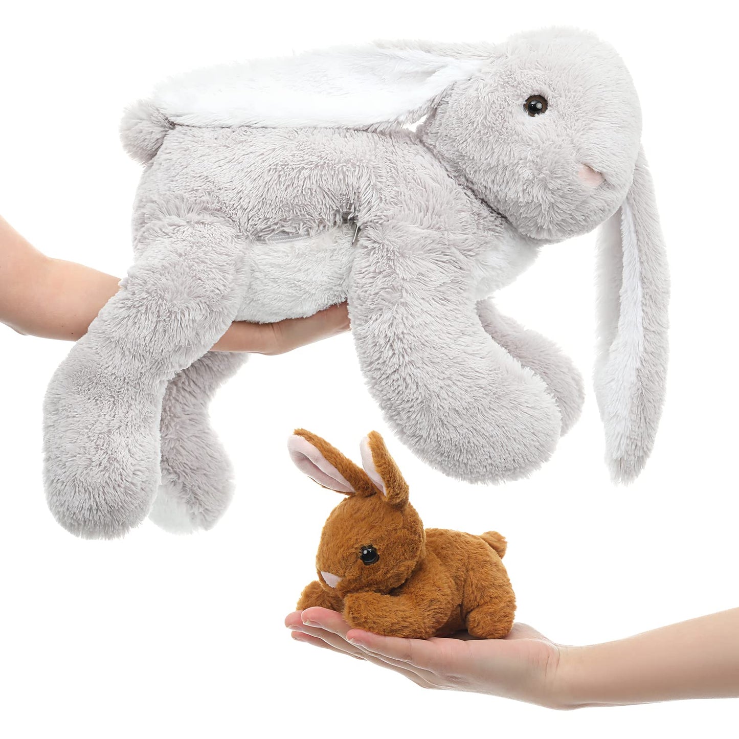 Beniny Big Bunny Stuffed Animal 24'' - Large Stuffed Bunny Rabbit Plush Toy Gifts For Kids - Cuddly Mommy Bunny Surprise With 3