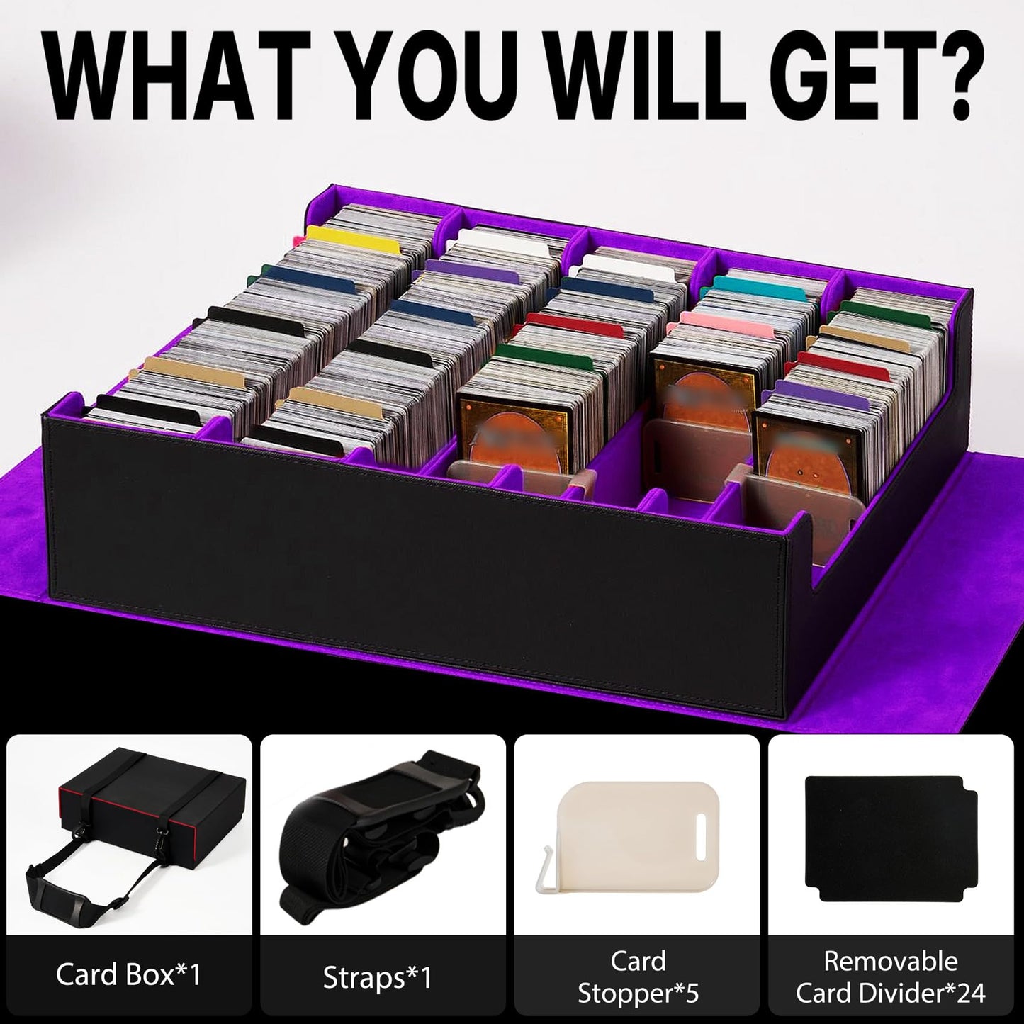 Scimi Magnetic Leather Trading Card Storage Box - 5-Row Deck Case Design, 3900+ Capacity For Yugioh, Mtg, Tcg And Sports Cards,
