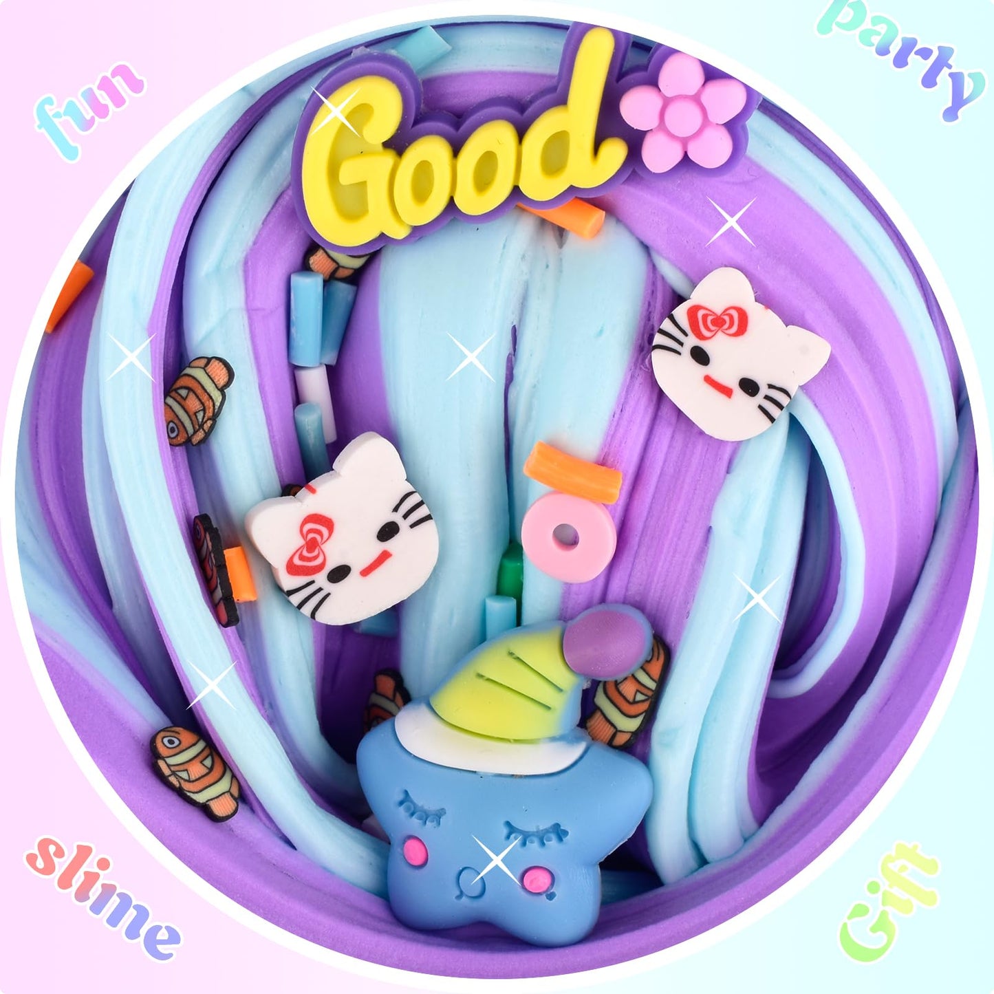 Two-Toned Scented Slime,5.5 Oz.Smooth Slime,Grape Scented,2 Fun Slime Charms Add Ins,Pre-Made Slime For Kids,Great 6 Year Old To