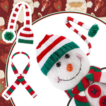 4 Pack Doll Clothes Christmas Mini Snowman Hats Scarf, Santa Knit Hat Christmas Tree Scarf For Doll Elf Santa Mini Snowman (Nove