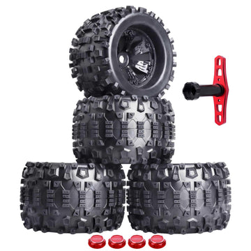 HobbyPark Pre-Glued 1/8 Truck Tires and Wheels 17mm Hex for Traxxas Maxx T-maxx E-Revo Revo 3.3 Arrma Kraton Notorious 6s Redcat