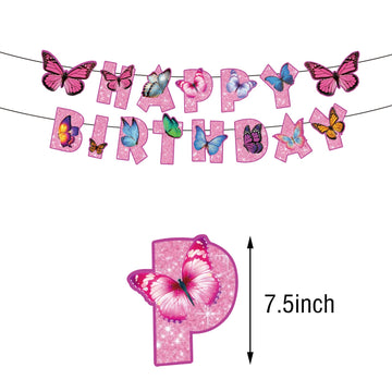 BIEUFBJI Butterfly Birthday Decorations Happy Birthday Banner Decor Fairy Happy Birthday Banner Fairy Garden Birthday Party Supp