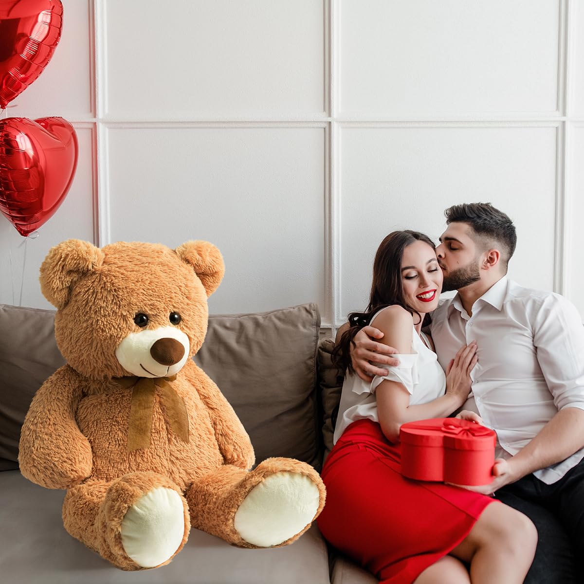 Hollyhome Big Teddy Bear Large Teddy Bear Stuffed Animal Birthday Valentines Day Plush For Kids And Girlfriend 36 Inch Tan