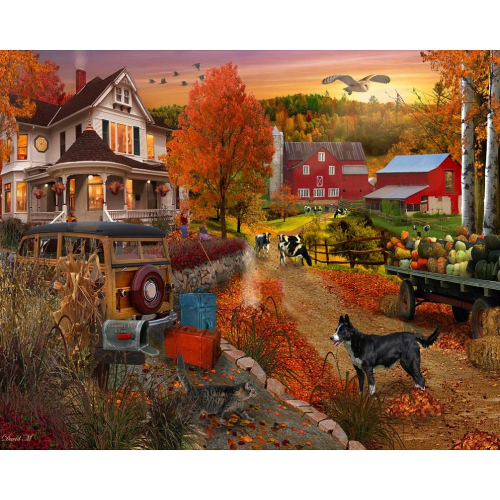 Country Inn & Farm Jigsaw Puzzle 1000 Piece - Autumn Puzzle By Vermont Christmas Company