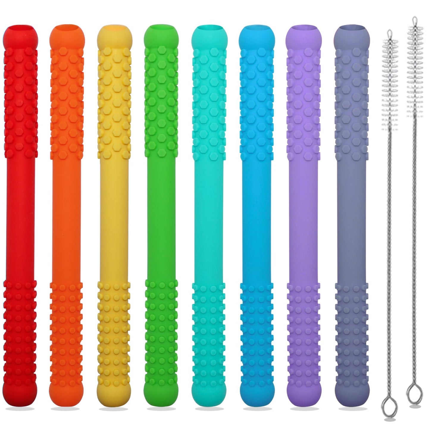 Teething Straws Sticks For Babies 6-12 12-18 Months, 8 Pack Teething Toys 3-6 Months, Silicone Teethers For Babies Toddlers Nurs