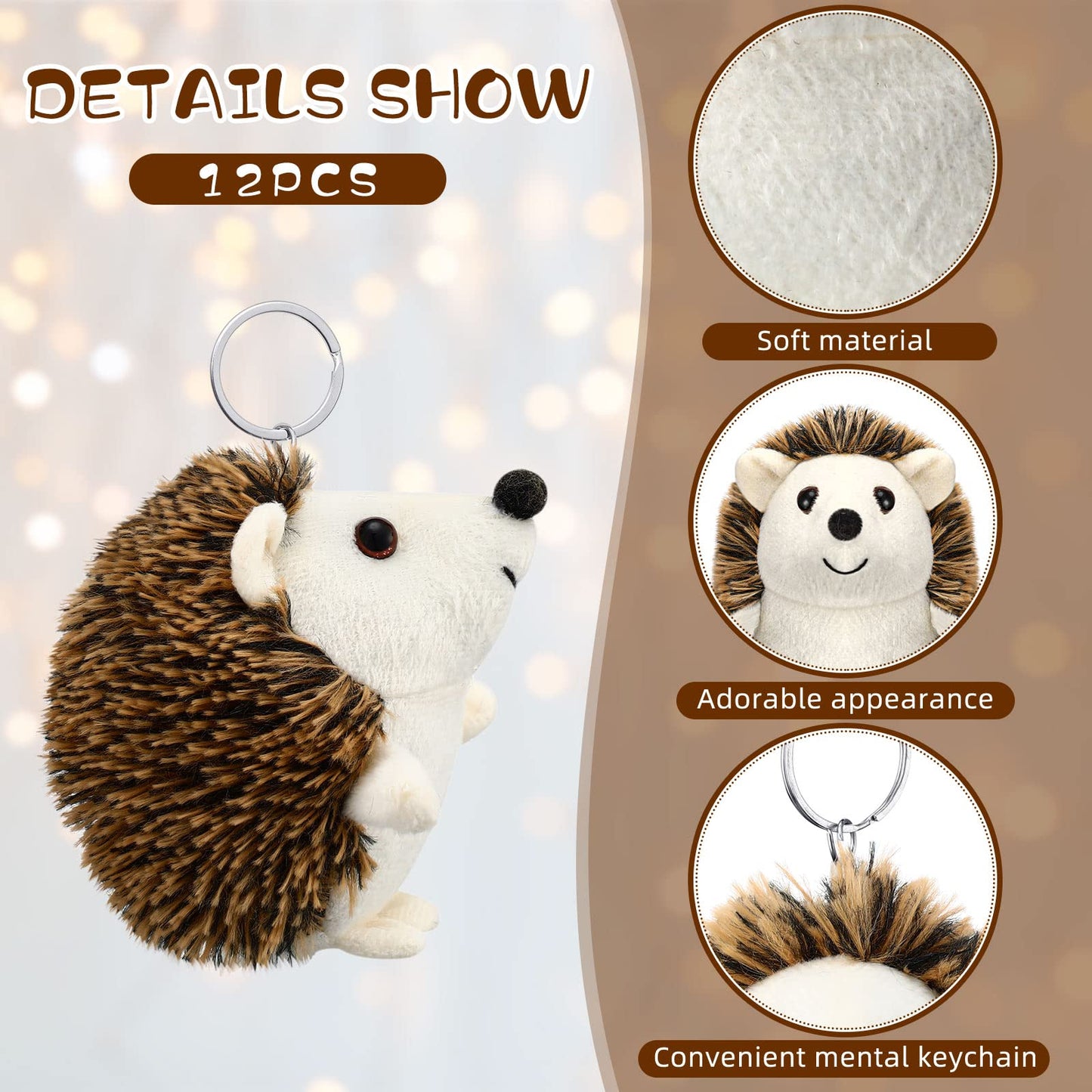12 Pcs Mini Hedgehog Bulk Plush Stuffed Animal 4 Inch Hedgehog Plush Stuffed Toy Easter Decoration Diy Keychain Accessories Kid