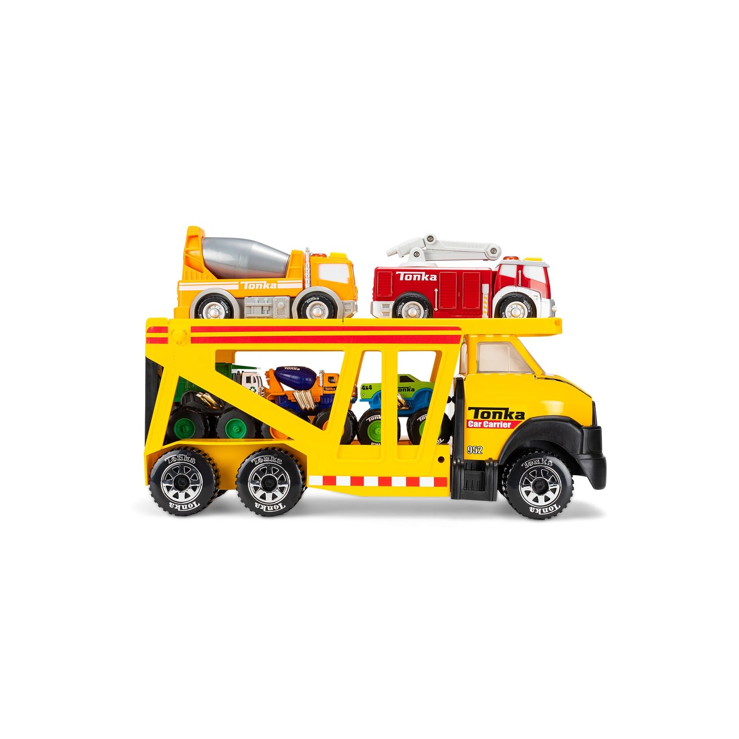 Tonka Steel Classics, Classic Car Carrier - Made with Steel and Sturdy Plastic, Yellow Friction Powered, Boys and Girls, Toddler