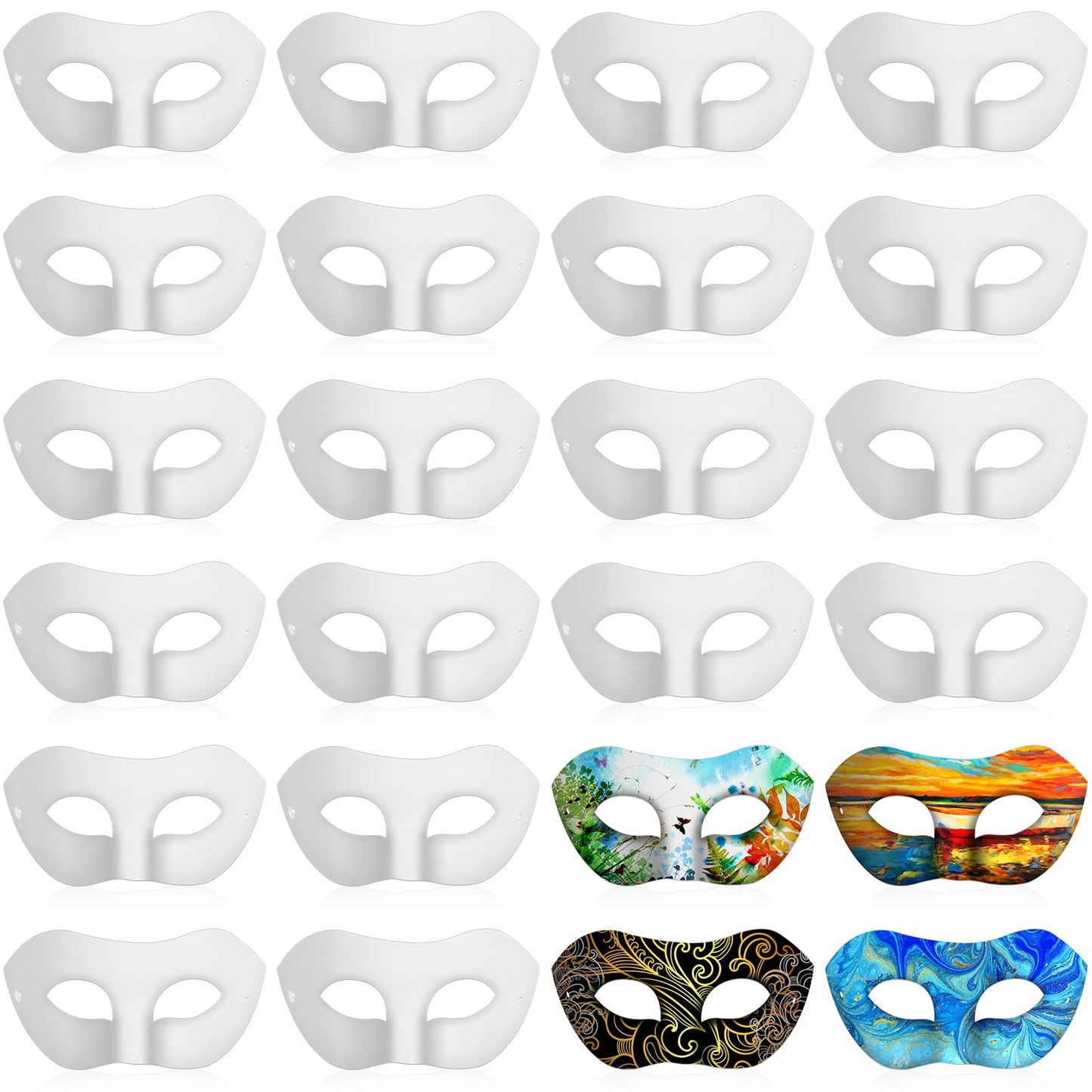 Leyndo 48 Pack Paper Mache Masks Craft Masks Blank DIY Halloween Mask Half Face Paintable Mask Mardi Gras Masquerade Cosplay(Sim