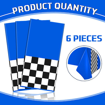 Irenare Car Birthday Party Supplies Racing Party Decorations Road Tablecloth Racetrack Table Runner Table Covers For Kids Boy Car Theme Birthday Party, 54 X 108 Inch (Blue,6 Sheets)