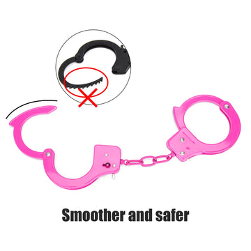 HUALIXUAN Pink Metal Play Handcuffs for Kids - Toy Police Hand Cuffs, 1cm Size, Perfect for Dress-Up and Role Play