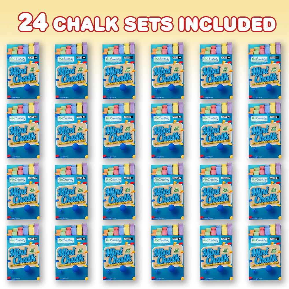 Artcreativity 288 Count Mini Chalk Set For Kids (24 Boxes) Non-Toxic Art And Craft Supplies, Chalks School Supplies, Birthday Party Favors For Boys And Girls, Goody Bag Fillers, Classroom Gift