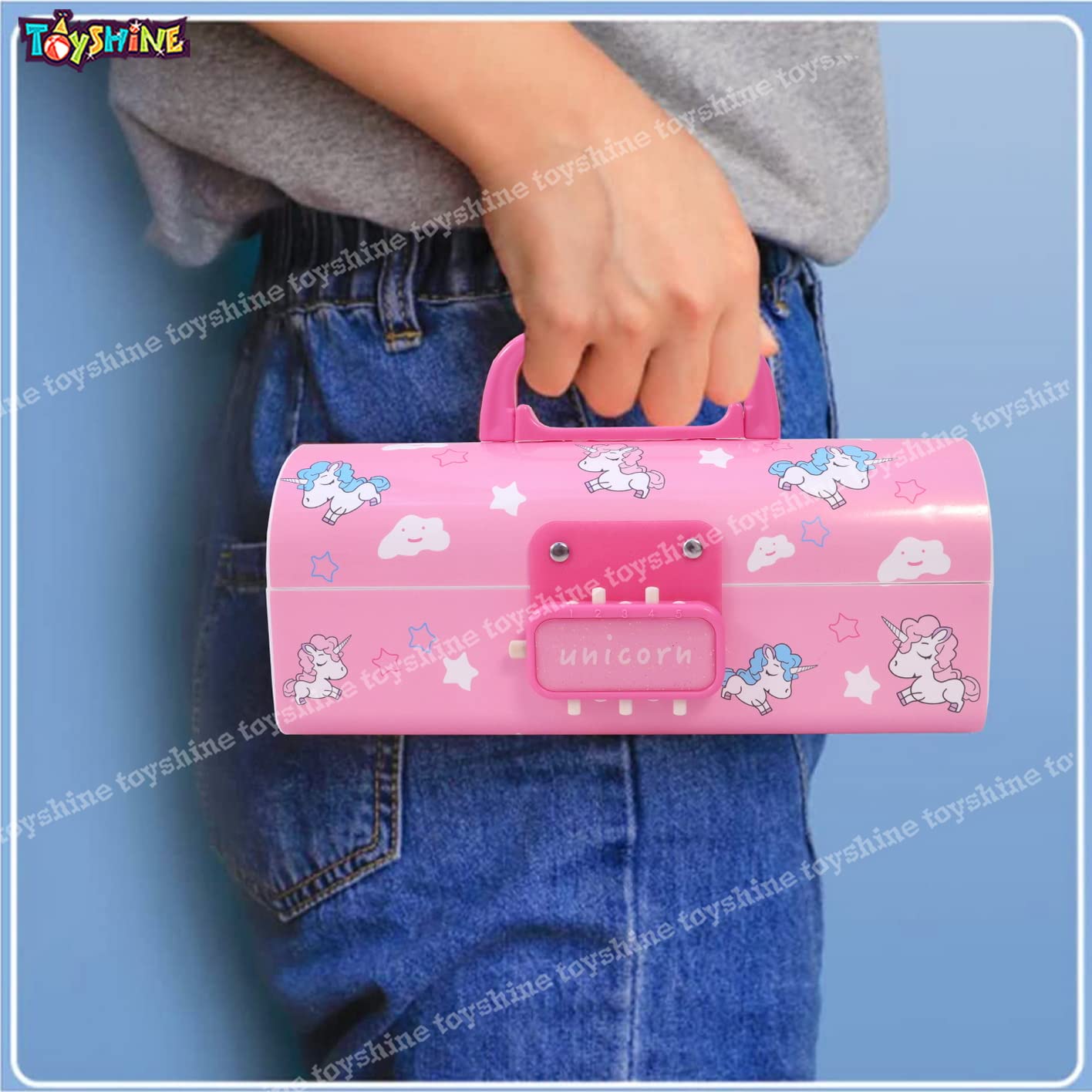 Toyshine Plastic Pencil Box With Code Lock Pen Case Large Capacity Multi-Layer Multi-Function Storage Bag Secret Compartment Pen