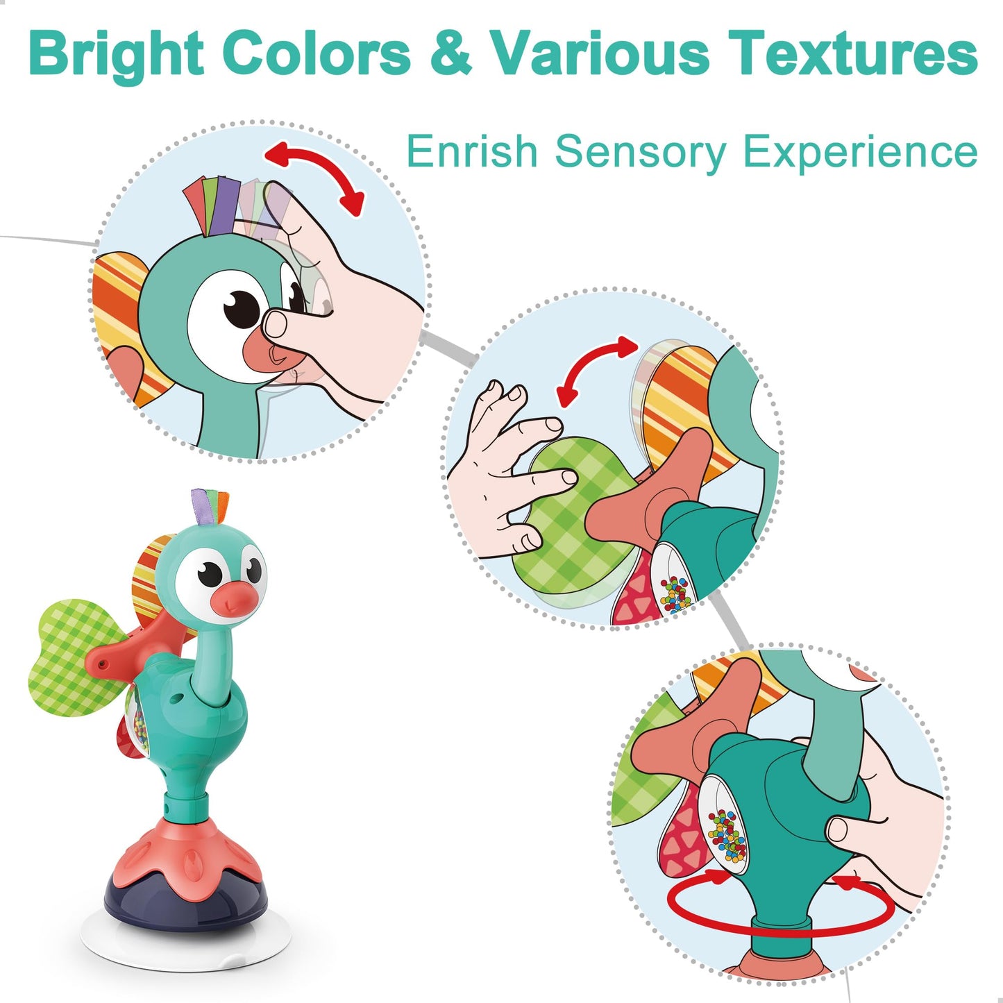 Iplay, Ilearn Baby Rattles Set, Infant High Chair Toys W/Suction Cup, Grab N Spin, Interactive Development Baby Tray Toy, Newborn Gifts For 6, 9, 12, 18, 24 Months, 1 2 Year Olds, Boys Girls Kids