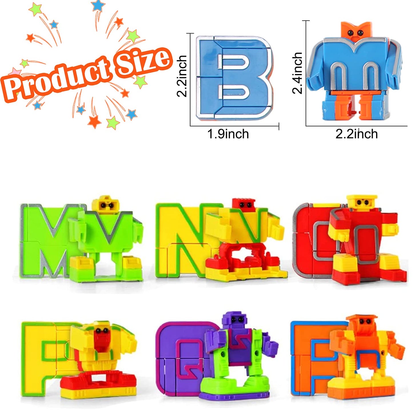 Alphabet Transforming Abc Letters Robots - 26 Piece Alphabots Learning Toys For Toddlers & Preschoolers Classroom Prizes Party Favors