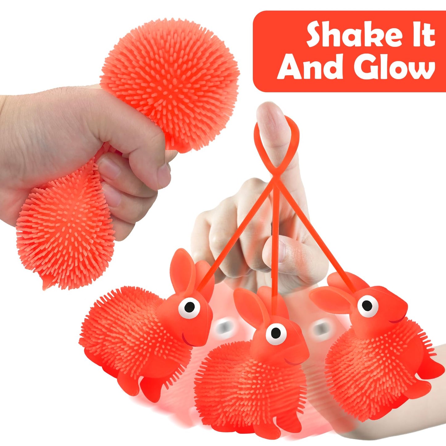 8 Pack Jumbo Easter Eggs Filled Larger Bunny Puffer Balls for Kids, Light Up Squeeze Balls Bunny Stress Relief Fidget Toys for E