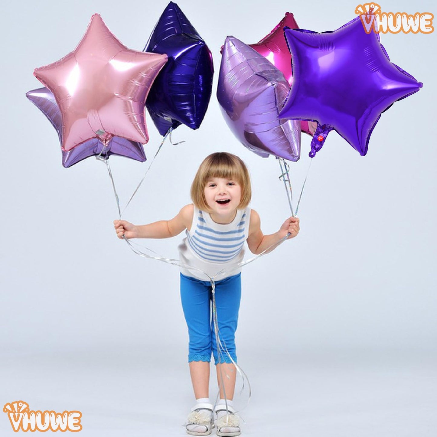 Purple Star Balloons 18 Inch, 10 Pcs Purple Star Shaped Mylar Helium Foil Metallic Balloon For Birthday Party Decorations Baby S