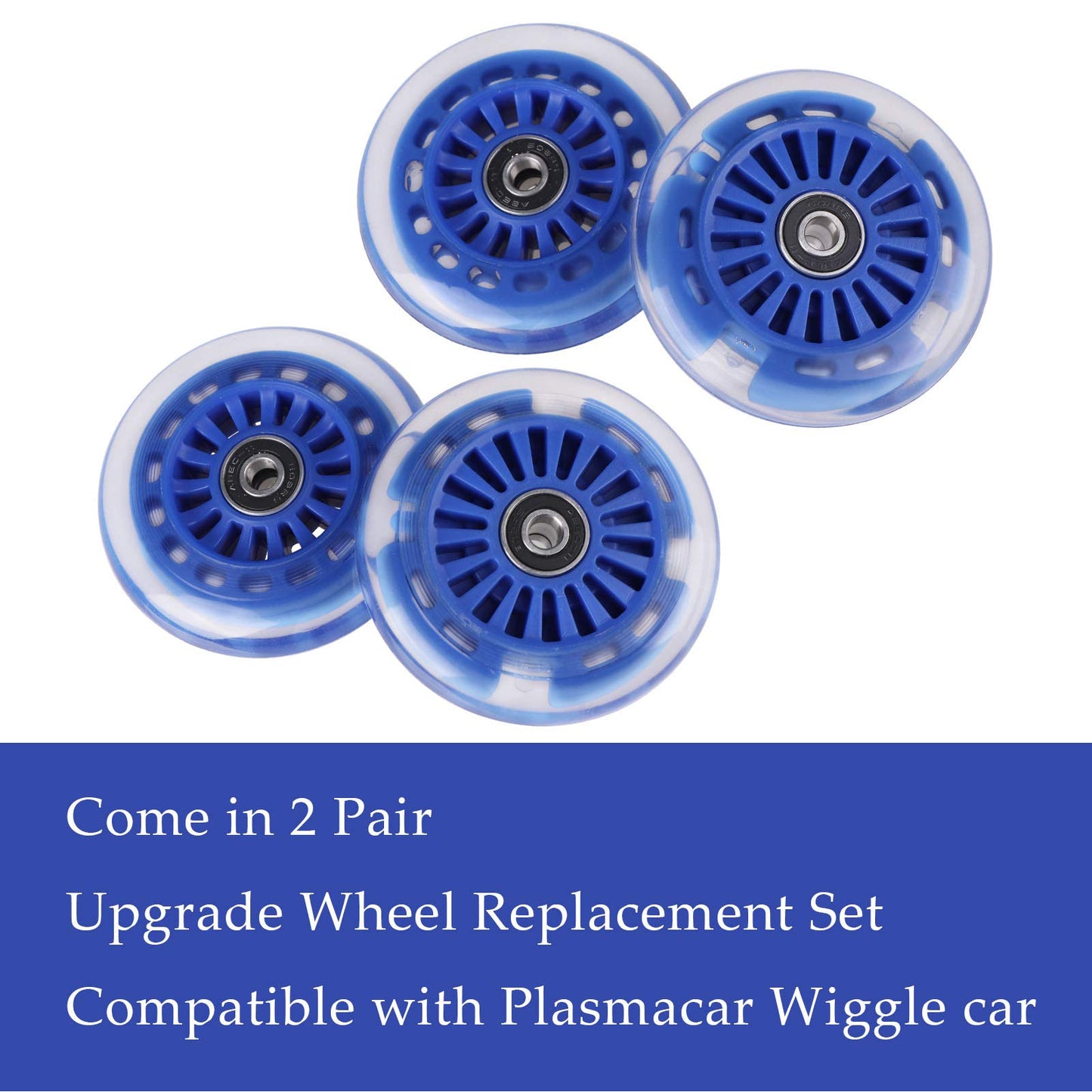 Wiggle Car Polyurethane Replacement Wheels Set Upgrade For Ride-On Toys (Dark Blue)